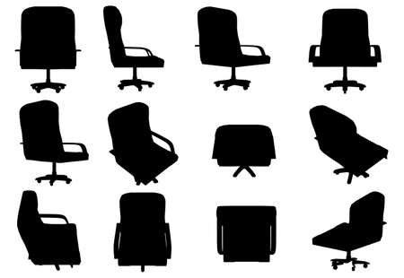 Set with silhouettes of an office chair in different positions isolated on a white background. Vector illustrationのイラスト素材