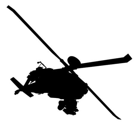 Combat helicopter silhouette isolated on white background. Vector illustrationのイラスト素材