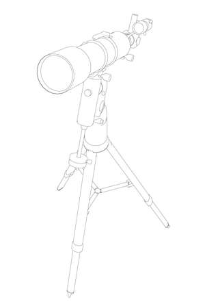Contour of an amateur telescope isolated on a white background. Vector illustrationのイラスト素材