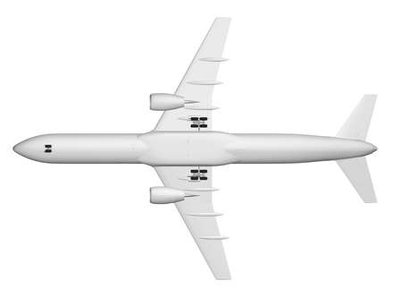 Passenger airplane model isolated on white background. Bottom view. 3D. Vector illustrationのイラスト素材