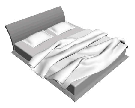 Double bed isolated on white background. Isometric view. 3D. Vector illustrationのイラスト素材
