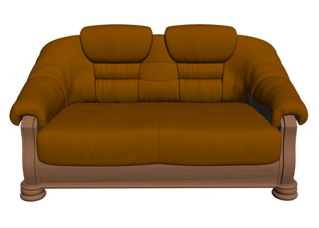 Brown sofa isolated on white background. Front view. 3D. Vector illustrationのイラスト素材