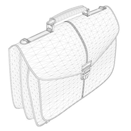 Business suitcase wireframe from black lines isolated on white background. Isometric view. 3D. Vector illustrationのイラスト素材