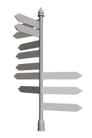 A pillar with many directions of movement isolated on a white background. Perspective view. 3D. Vector illustrationのイラスト素材