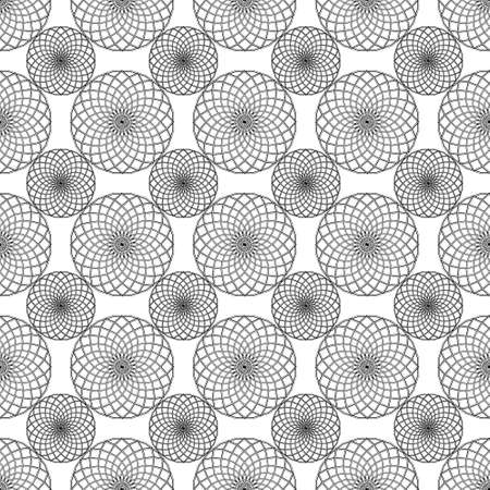 Geometric seamless pattern with decorative circular patterns of black lines Isolated on white background. Vector illustrationのイラスト素材