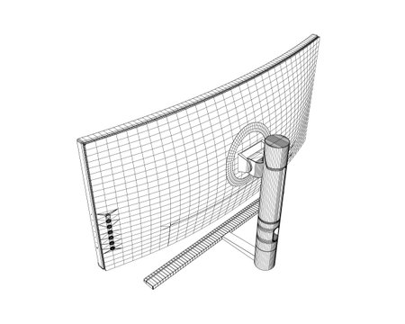 Wireframe of modern thin frame display computer monitor vector illustration. 3D.のイラスト素材