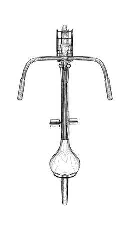 Outline vintage bicycle, vector. Black and white retro bicycle. 3D.のイラスト素材