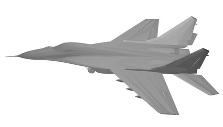 Military fighter jet polygonal. Vector art illustration of polygonal airplane. Modern war aircraft. Supersonic speed. 3D..のイラスト素材