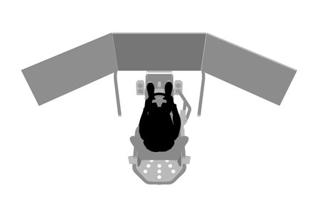 Silhouette of a girl sitting at a realistic gaming simulator with a steering wheel, pedals and three monitors isolated on a white background. Front view. Vector illustration.のイラスト素材