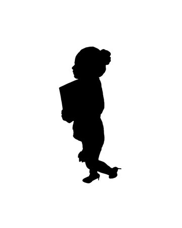Silhouette Business woman walk with a folder of documents in his handsのイラスト素材