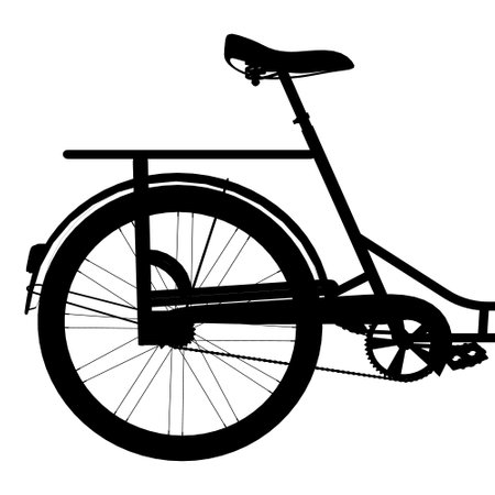 Silhouette half Vintage bicycle. Vector illustration in flat style. Side viewのイラスト素材