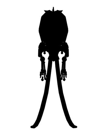 Vector Illustration of silhouette Mammoth Skeleton Isolated on White Background. Front viewのイラスト素材