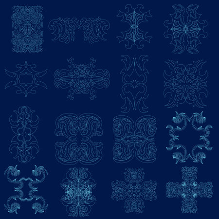 Contour Ornaments vector design set. Print able illustration ornaments design,のイラスト素材