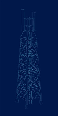 Telecommunications tower for broadcasting and communication services, vector illustration artのイラスト素材