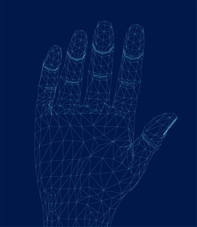 Abstract hand triangles mesh. Polygonal design.のイラスト素材