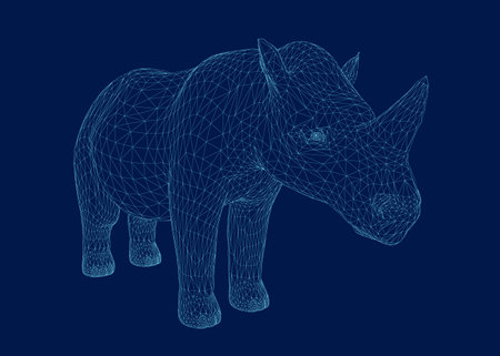 Rhino wireframe Vector, rhino vector graphic icon. 3Dのイラスト素材