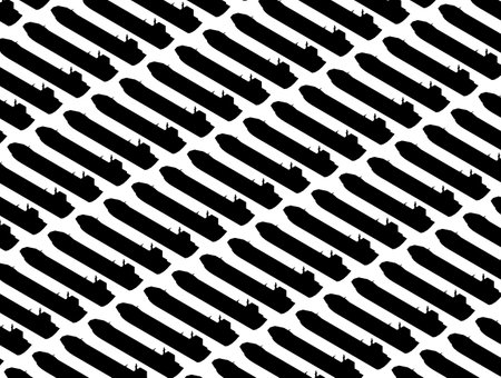 Background with silhouettes of ships with containers isolated on white background. Toys Elephants and bears. Vector illustration.のイラスト素材