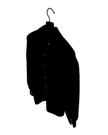 Silhouette of a long-sleeved shirt hanging on a hanger isolated on a white background. Vector illustration. Isometric viewのイラスト素材