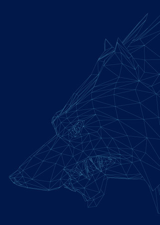 Wireframe Wolf Head line Art Vector Illustration. 3Dのイラスト素材
