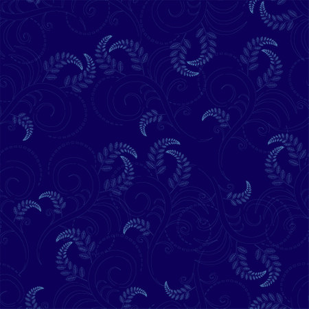 Seamless Floral Vector Pattern from blue lines. Vector illustrationのイラスト素材