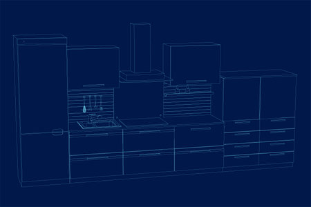 set of kitchen furniture contour. Vector illustrationのイラスト素材