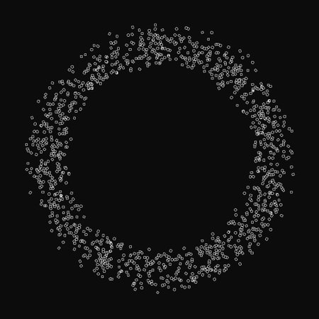 A black and white image of a circle with many small dots. The circle is surrounded by a white frame. The image has a dreamy, ethereal quality to it, as if it were a painting or a photographのイラスト素材