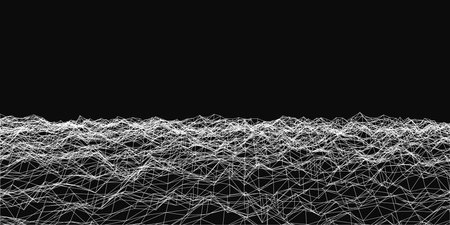 A black and white image of a vast ocean with a few white lines. The image is abstract and gives off a feeling of emptiness and lonelinessのイラスト素材