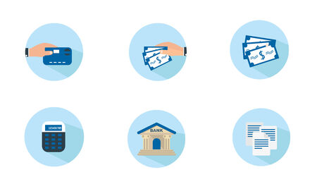 Flat Modern Finance  and Banking Vector Iconsのイラスト素材