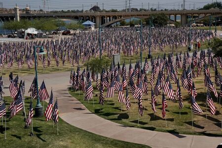 The Healing Field in Tempe, Arizona where I flag is placed for all victims of the 911 tragedy.