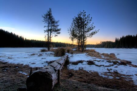 nature in bulgarinan mountain Rodopes; HDR winter landscapeの写真素材