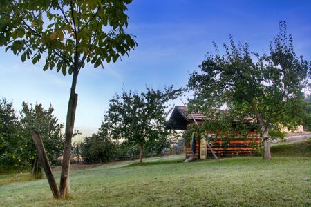 autumn HDR landscape image in sunrise time の写真素材
