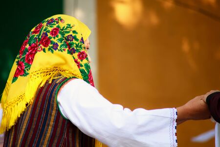 DORKOVO- BULGARIA , JULY 2011: Internacional Folklore Festival for authentic dance. A group of old women and man from Bulgaria presents his dance at July 30, 2011 in Dorkovo, Bulgariaのeditorial素材