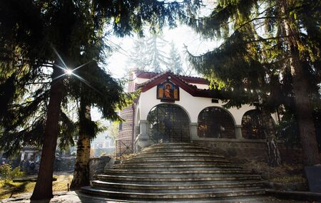 bulgarian monastery front yard landscape の写真素材