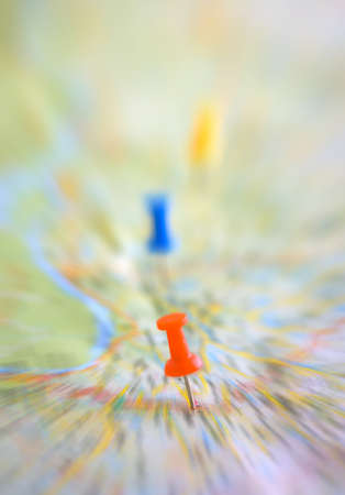 pick travel destination with red pin on map の写真素材