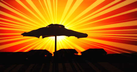 Summer sunset illustration for background or card designの写真素材