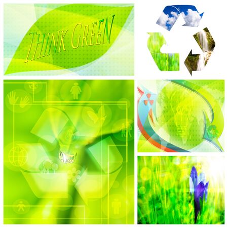 green ecology collage from several  image; energy conceptual backgroundの写真素材