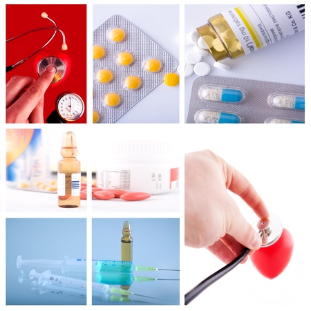 Stock Photo: collage from several image; drugstore background with health conceptのeditorial素材
