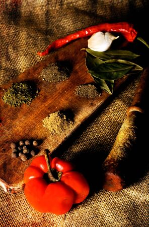 vintage spice background; food art picture for restaurant menuの写真素材