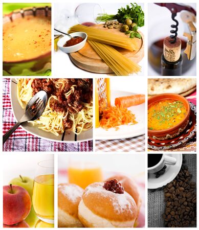 food and drink collage from several imageの写真素材