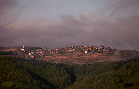 high mountain bulgarian village panoramic viewの写真素材