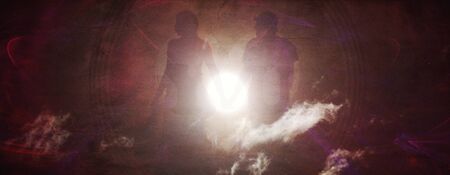 abstract  couple sillhouette; love textured conceptの写真素材