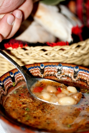 traditional bulgarian vegetarian been soup close-upの写真素材