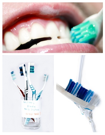 healthcare collage- tooth and mouth close-up の写真素材