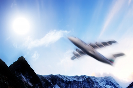flight over the bulgarian mountain- abstract travel imageの写真素材