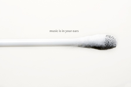 music is in your ear conceptual image with space for sample textの写真素材