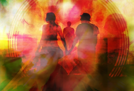 grunge textured colored love background from several diferent image                                 の写真素材