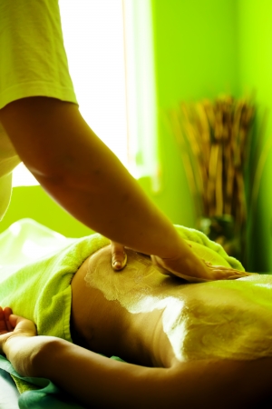 body massage in clear green healthcare and spa center の写真素材