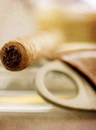 vintage textured macro details of luxury havana cigarの写真素材