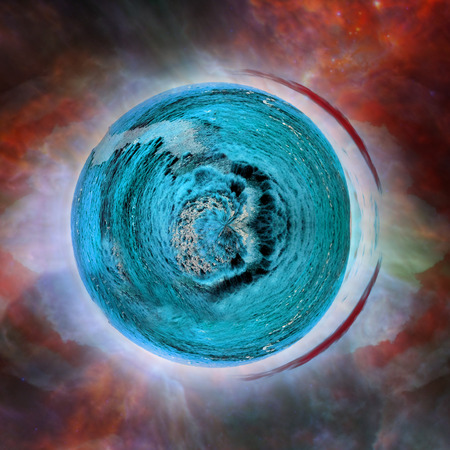 Blue Planet and Nebula - Elements of this image furnished by NASA
