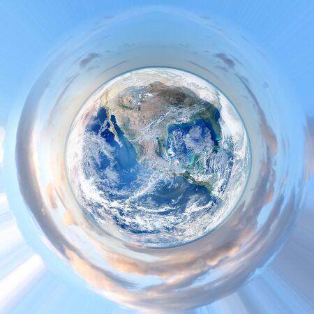 small planet earth- little stereographic globe- elements of this image furnished by NASAの写真素材